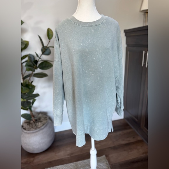 Women’s XXL Oversized Crewneck Lounge Life Green Swestshirt - Picture 2 of 7